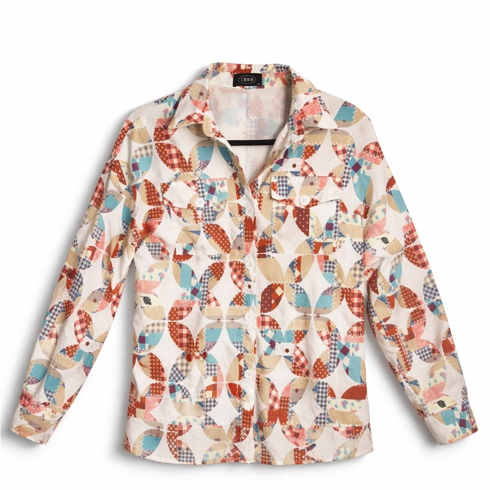 Cider Multicolor Patterned Sweater with Cream Cowl